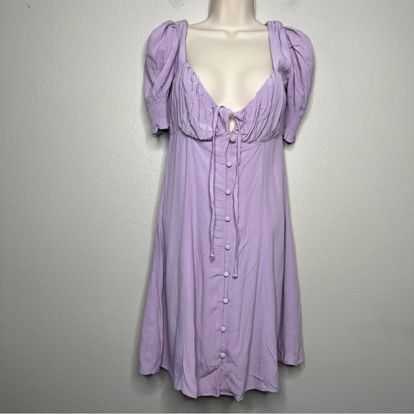 NEW Urban Outfitters Women Dress‎ XS Purple Milkmaid Babydoll Persephone Mini - Picture 2 of 10